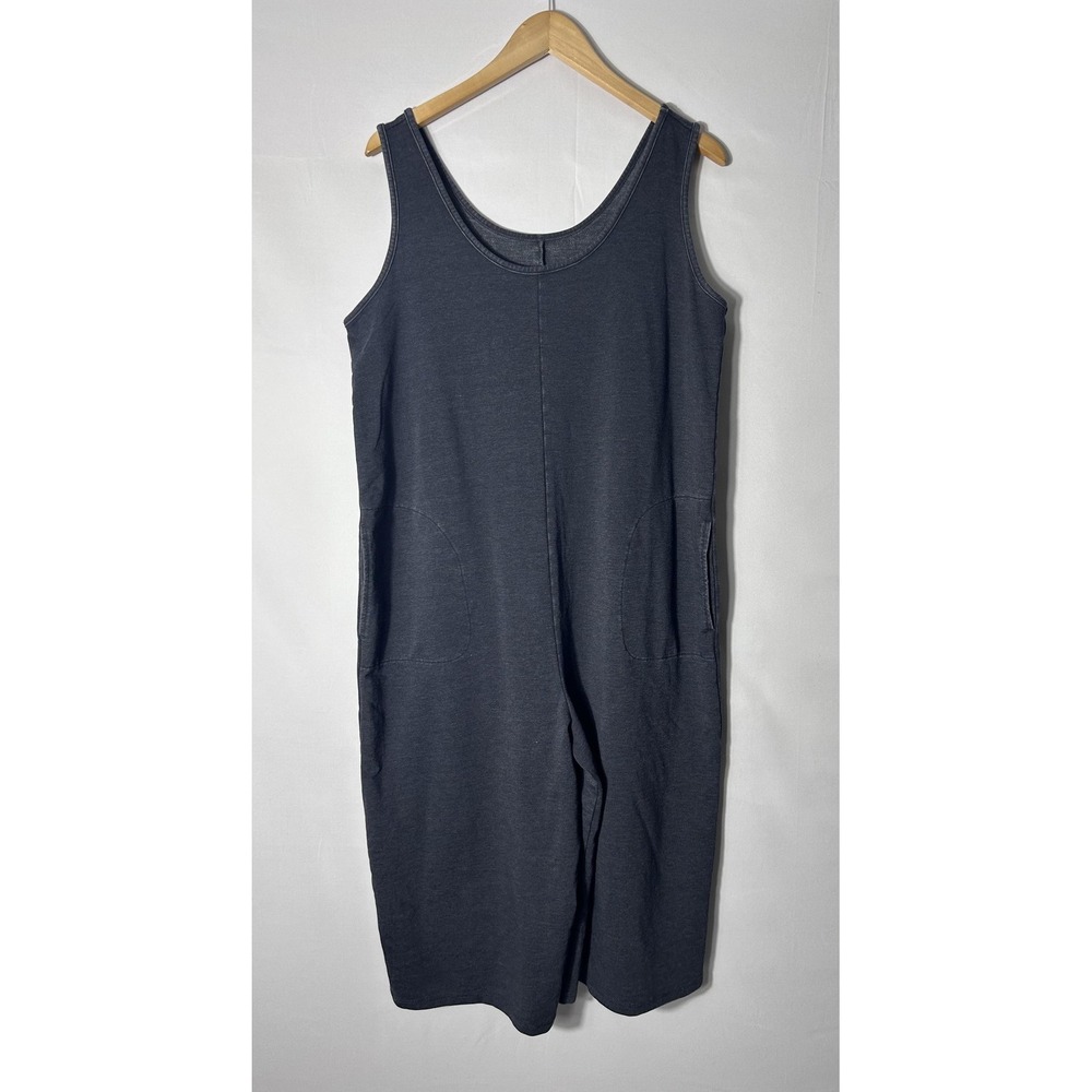 AnyBody Cropped Jumpsuit Wide Leg MP Gray Jersey Pockets Knee Length Casual